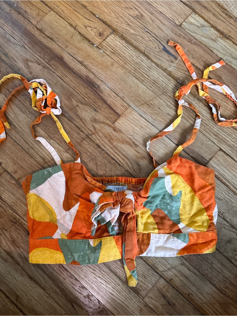 Fe Noel X Target Colorful Paint Print Knotted Crop Tank Top Tie Spaghetti Strap